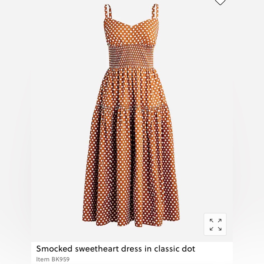 J. Crew Brown Polka Dot Midi Dress